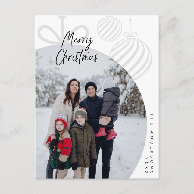 Carte Postale Joyeux Noël, Photo de famille, voeux de vacances (Devant)