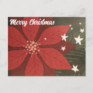 Carte postale Joyeux Noël - Poinsettia & Stars