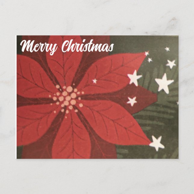 Carte postale Joyeux Noël - Poinsettia & Stars (Devant)