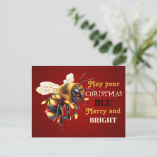 Carte Postale Joyeux Noël, que votre abeille soit joyeuse et lum