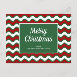 Carte Postale Joyeux Noël Rayures de vague verte