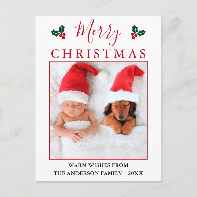 Carte Postale Joyeux Noël Red Berries Photo (Devant)