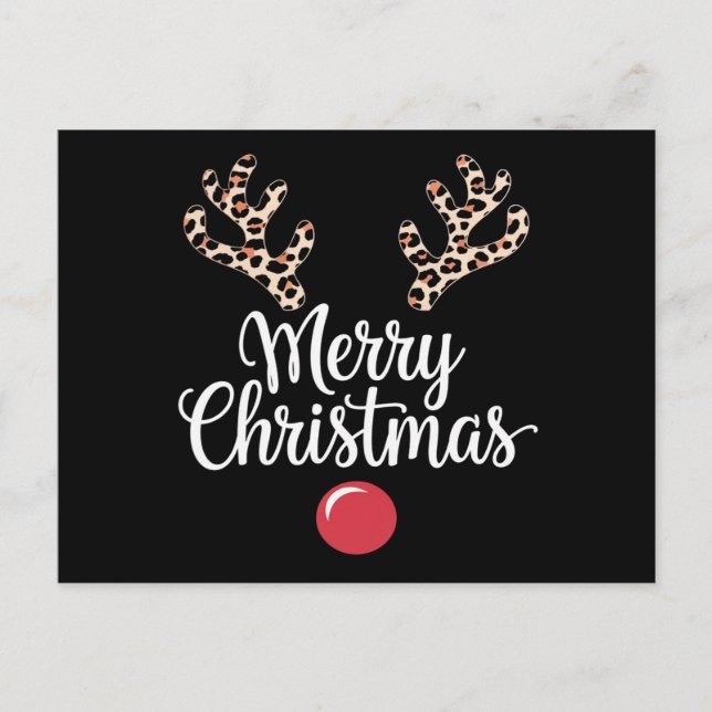 Carte Postale Joyeux Noël Reindeer Noël Famille Cadeau (Devant)