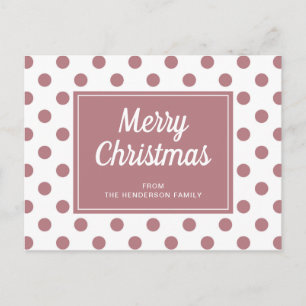 Carte Postale Joyeux Noël Rose Poussiéreuse Rose Polka Dust