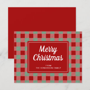 Carte Postale Joyeux Noël Rouge Buffalo Plaid Motif