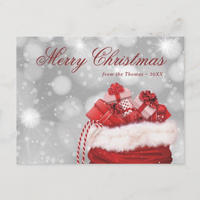 Carte postale Joyeux Noël rouge étincelant (Devant)
