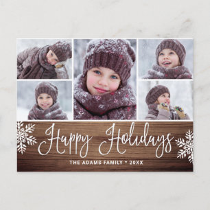 Carte Postale Joyeux Noël Rustique 5 PHOTO Salutation Holiday