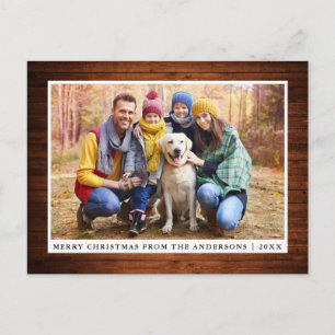 Carte Postale Joyeux Noël Rustique Bois Photo famille