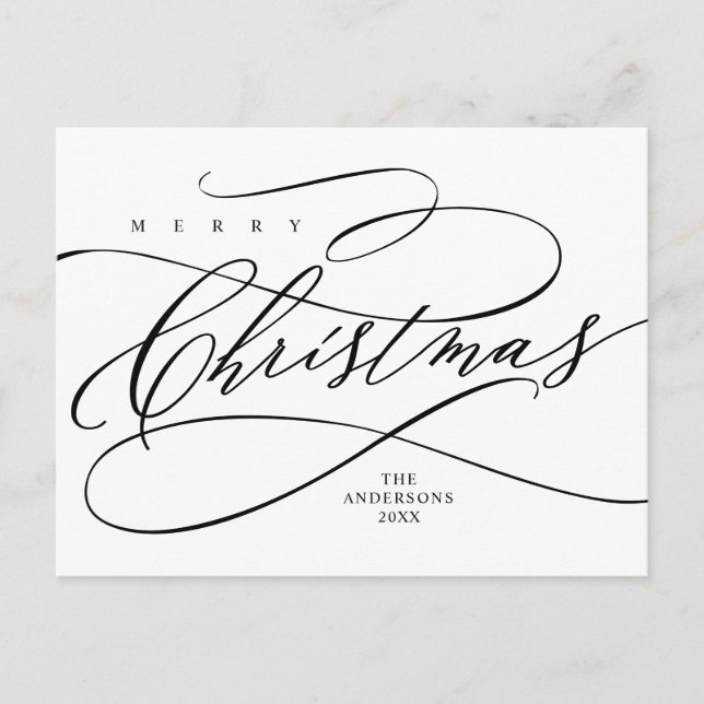 Carte Postale Joyeux Noël, saisons Salutation Calligraphie  (Devant)