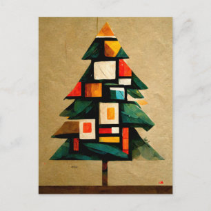 Carte Postale Joyeux Noël. Sapin moderne en cubisme.