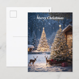 Carte postale Joyeux Noël Scène de neige