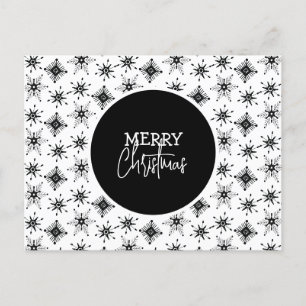 Carte Postale Joyeux Noël Script Black Snowflakes Motif