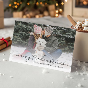 Carte Postale Joyeux Noël Simple 1 Photo Famille Vacances