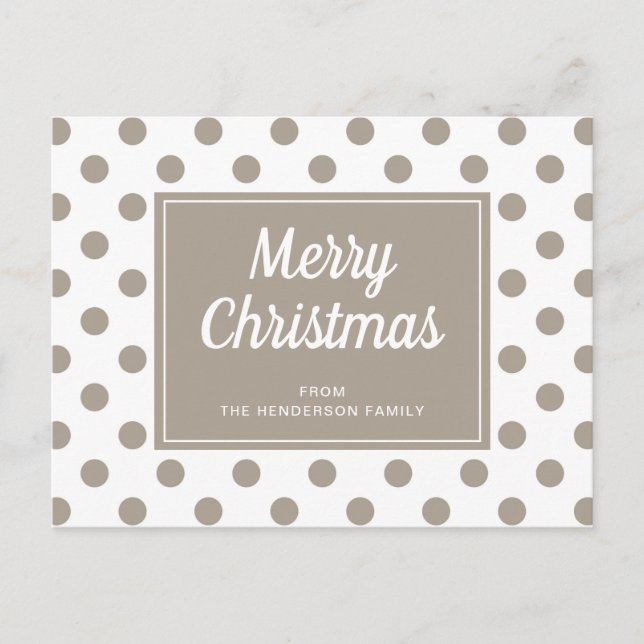 Carte Postale Joyeux Noël Taupe Pois beige (Devant)