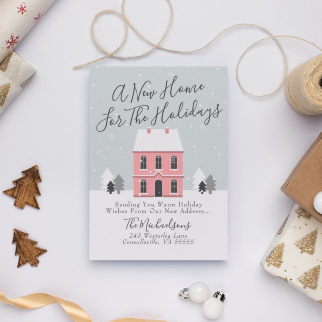 Carte Postale Joyeux Noël | Une nouvelle maison pour les fêtes (Créateur téléchargé)