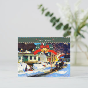 Carte Postale Joyeux Noël, une rue de village québécois