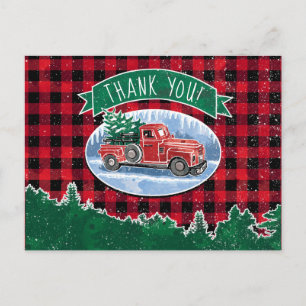 Carte Postale Joyeux Noël Vintage camion Merci