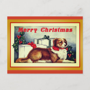 Carte Postale Joyeux Noël Vintage chien