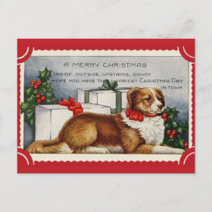 Carte Postale Joyeux Noël Vintage chien