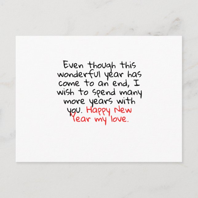 CARTE POSTALE JOYEUX NOUVEAU YEAR MY LOVE (Devant)