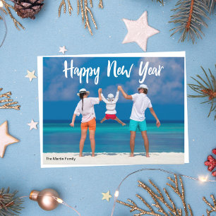 Carte Postale Joyeux Nouvel An 2023 Moderne Script blanc sur pho