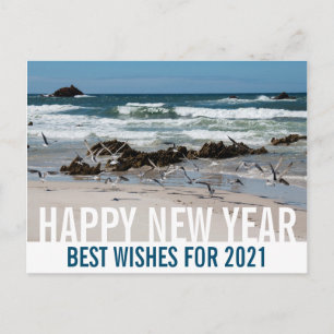 Carte Postale Joyeux Nouvel An Australie Plage Paysage Oiseaux