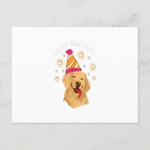 Carte Postale Joyeux Nouvel An Golden Retriever Fireworks Étince