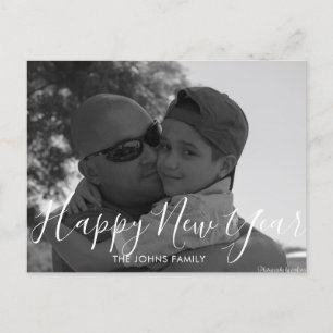 Carte Postale Joyeux Nouvel An Minimaliste 2023 Photo Noir Blanc