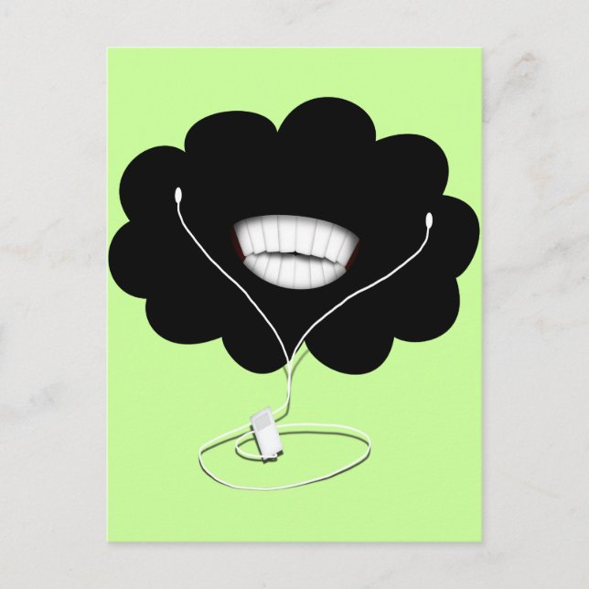 Carte Postale Joyeux nuage noir souriant avec les bourgeons de l (Devant)