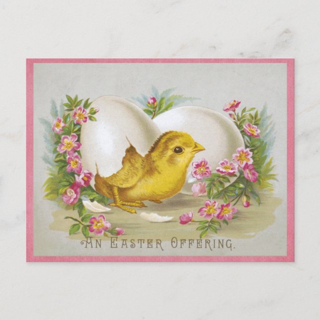 Carte Postale Joyeux oeuf floral de Pâques Vintage (Devant)
