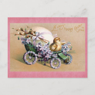 Carte Postale Joyeux oeuf floral de Pâques Vintage