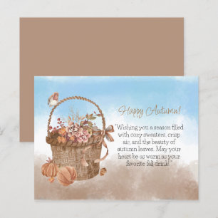 Carte Postale Joyeux oiseau Citrouille de panier à fleurs d'auto