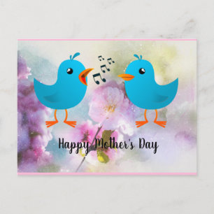 Carte Postale Joyeux Oiseaux de la Fête des Mères chantant pour 