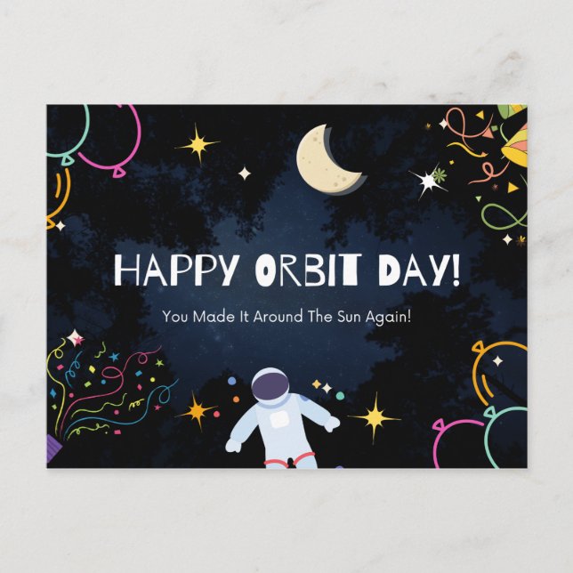 Carte Postale Joyeux Orbit Day Anniversaire Cadeau spatial (Devant)