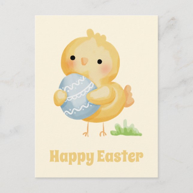 Carte Postale Joyeux Pâques ! Cute couleur d'aquarelle (Devant)