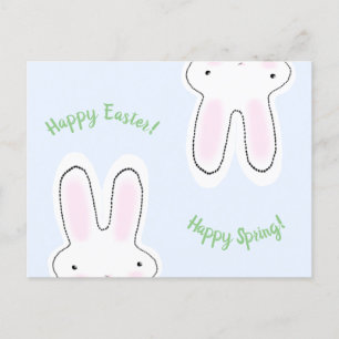Carte Postale Joyeux Pâques Happy Spring script mignon lapin drô