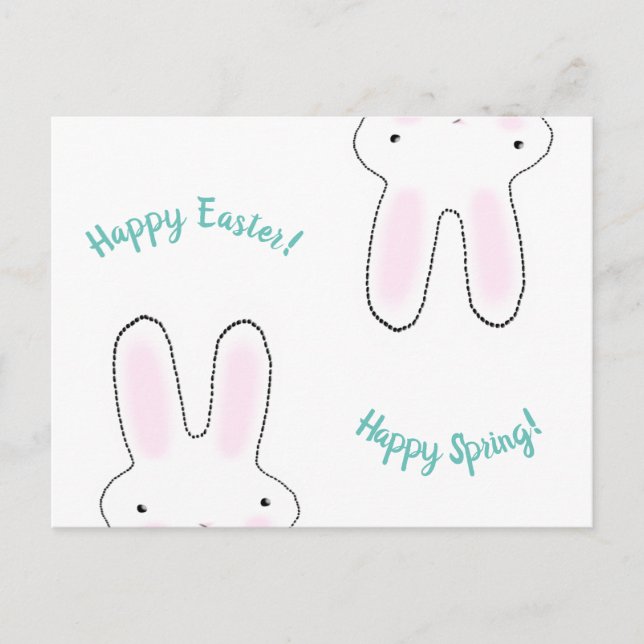 Carte Postale Joyeux Pâques Joyeux Printemps mignon lapin drôle (Devant)