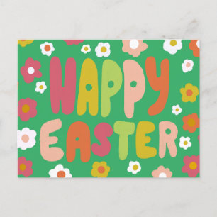 Carte Postale JOYEUX PÂQUES Lettres de bulles Coloré Printemps P