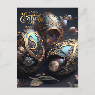 Carte Postale Joyeux Pâques. OEufs magiques de Pâques