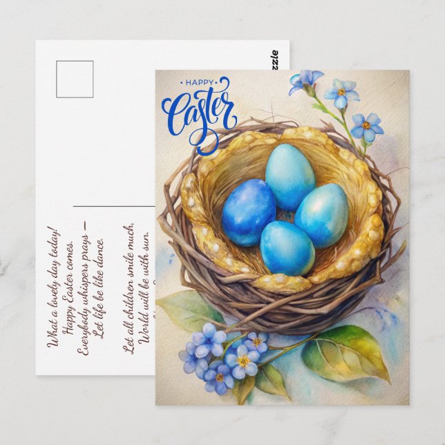 Carte Postale Joyeux Pâques. OEufs magiques de Pâques (Devant / Derrière)