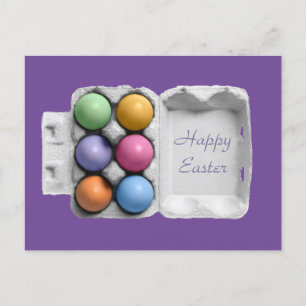 Carte Postale Joyeux Pâques Six Pack OEufs de Pâques colorés