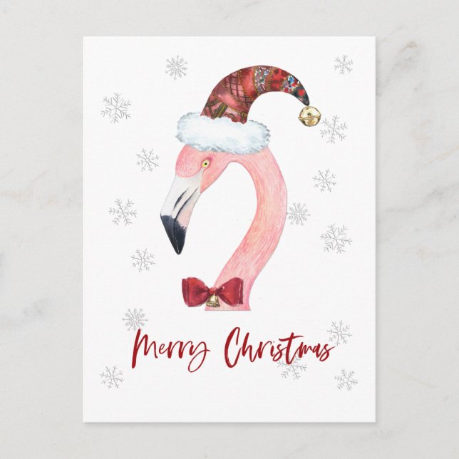 Carte postale Joyeux Père Noël Flamant rose (Devant)