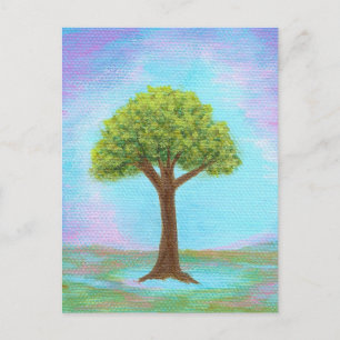 Carte Postale Joyeux Petit Arbre Whimsical Paysage Art Blue