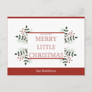 Carte Postale joyeux petit Noël rouge et vert