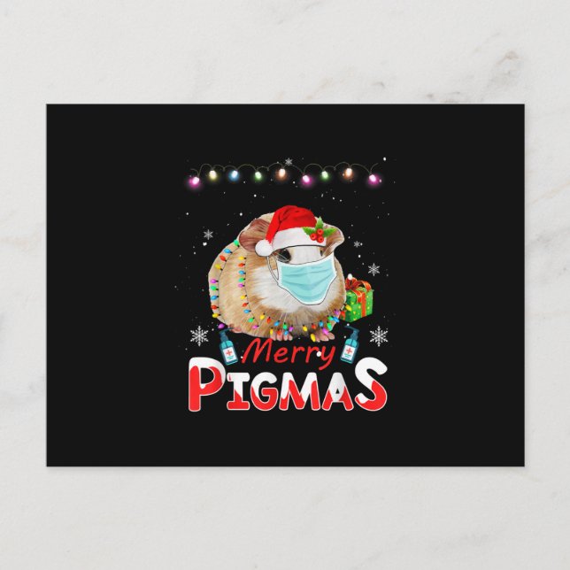 Carte Postale Joyeux Pigmas Masque Visage Drôle Guinée Cochon No (Devant)