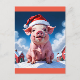 Carte Postale joyeux porc de noël