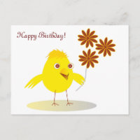 Joyeux poussin aux fleurs