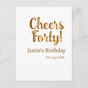 Carte Postale Joyeux quarantième anniversaire calligraphie orang