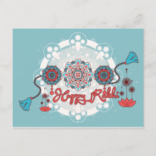 Carte Postale Joyeux Rakhi, Raksha Bandhan, bleu poussiéreux