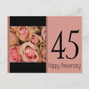 Carte Postale Joyeux roses du 45e anniversaire